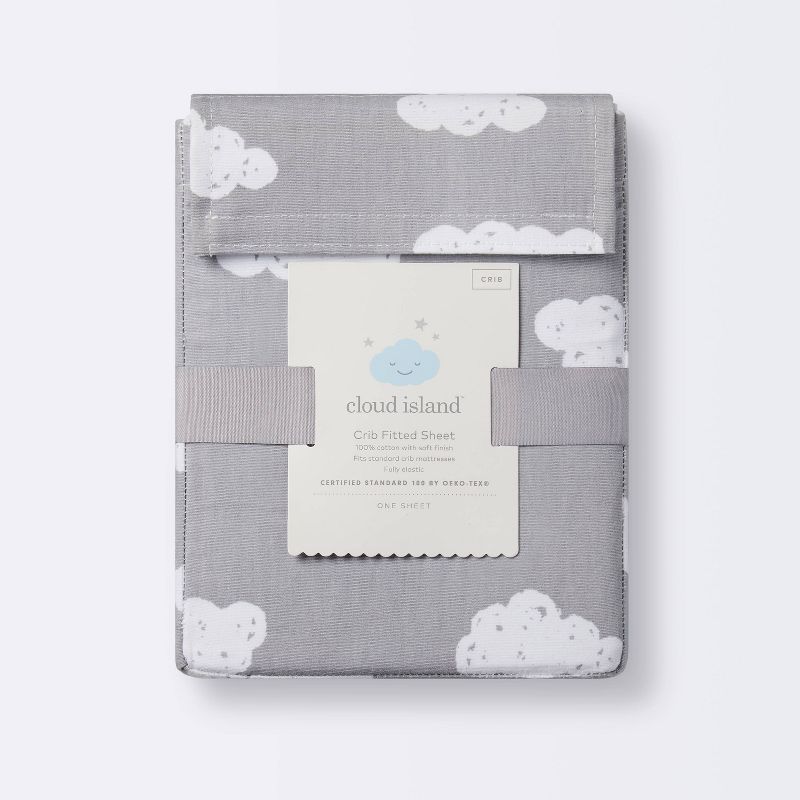 Crib Fitted Sheet Clouds - Cloud Island&#8482; Gray, 6 of 7