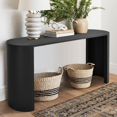 60" Modern Wood Console Table, Rectangular Entryway Table with Rounded Pedestal Legs for Hallway or Living Room-Maison Boucle‎