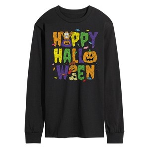 Men's - Garfield - Happy Halloween Icons Long Sleeve Graphic T-Shirt - 1 of 4