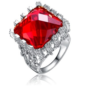 Guili Rhodium Plated Over Red Cubic Zirconia Ring Size 6-8 - 1 of 2