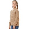 Girls Pullover Sweater Cable Knit Crew Neck Long Sleeve Sweater Knit Tops,Camel - XL - 2 of 4