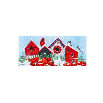 Evergreen Snow Bird Houses Sassafras Indoor Outdoor Switch Doormat 1'10"x10" Multicolored