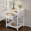 Elegant Wooden Nightstand with Drawer and Open Shelf, Rustic Wood Side Table with Storage for Bedroom or Living Room – Maison Boucle - 3 of 4