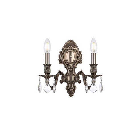 Elegant Lighting Monarch 2 light Pewter Wall Sconce Clear Royal Cut Crystal - image 1 of 4