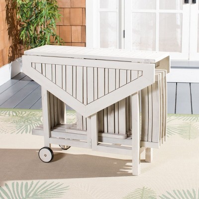 Kerman White Acacia Wood 4-Person Foldable Patio Dining Set