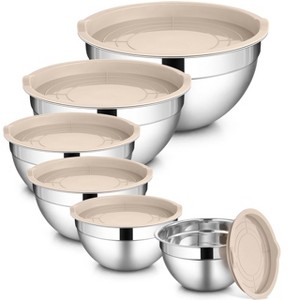 Itopfox Stainless Steel Mixing Bowls with Airtight Lids Set, Nesting Kitchen Bowls for Prepping, Baking & Food Storage, Dishwasher & Freezer Safe - 1 of 4