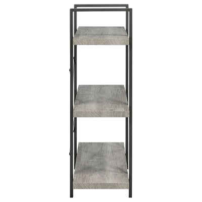 Pearl Silver Transitional 3-Shelf Bookcase in Gray Driftwood