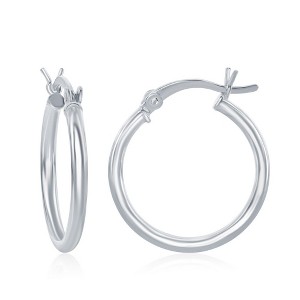 Bella Silver Sterling Silver 2x25mm High-Polished Hoop Earrings - Silver - 1 of 2