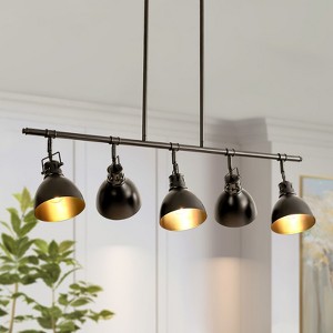 Rennnsan Syrayne 46"W 5-Light Dome Linear Modern Dimmable Kitchen Island Pendant in Black - 1 of 4