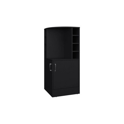 42.6''Toyei Corner Bar Cabinet with Bottle Rack, Open Shelves, and Hidden Storage, Black
