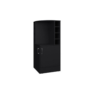 42.6''Toyei Corner Bar Cabinet with Bottle Rack, Open Shelves, and Hidden Storage, Black - 1 of 4