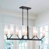 LNC Trend 8-Lights  31.5" Modern Linear Kitchen Island Pendant  Lights, Matte Black and Frosted Glass Shades - 2 of 4