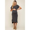 PinkBlush Charcoal Ribbed Short Sleeve Maternity Midi Dress - 4 of 4