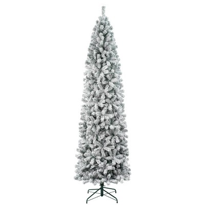 National Tree Company First Traditions 9' Unlit Pencil Slim Flocked ...