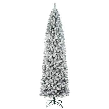 National Tree Company First Traditions Unlit Pencil Slim Flocked Acacia Hinged Artificial Christmas Tree