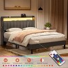 WOWLIVE Bed Frame with Storage Headboard & LED Light, Upholstered Bed Frame with Outlet & USB Ports - image 3 of 4