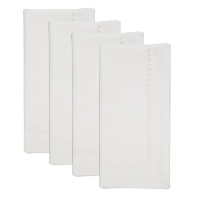 White 20" Laser-Cut Hemstitch Cotton Napkin Set