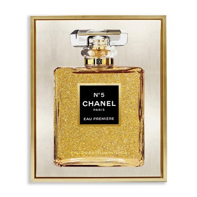 Stupell Industries Fashion Perfume Bottle Black Floater Framed Canvas Wall Art