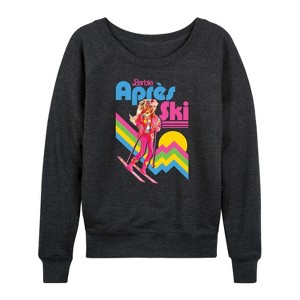 Women's - Barbie - Retro Apres Ski-Women's French Terry Pullover Lightweight French Terry Wide Neck Long Sleeve Shirt - 1 of 4