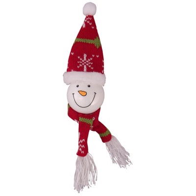 Christmas by Krebs 10" Red and White Snowman Head with Red Knitted Hat Christmas Ornament