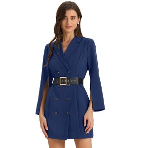 INSPIRE CHIC Women's Elegant Slit Sleeve Belted Double Breasted Work Office Blazer Dresses - 1 of 4
