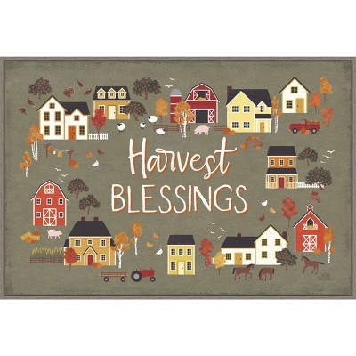 33" x 22" Harvest Village I by Laura Marshall Framed Wall Canvas - Amanti Art