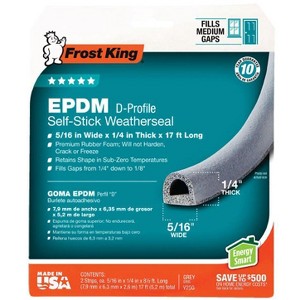 Frost King - EPDM Rubber Foam Weather Seal - For Doors and Windows - Gray - 17 ft - 1 of 1