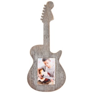 Juvale Wooden Guitar Picture Holder Frame for 3 x 5 Inches Photos, Black, 15.8 x 7 x 0.6 Inches - 1 of 4