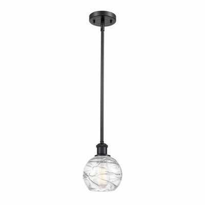 Athens Deco Swirl - 1 Light Stem Hung Mini Pendant In Industrial Style-8 Inches Tall and 6 Inches Wide