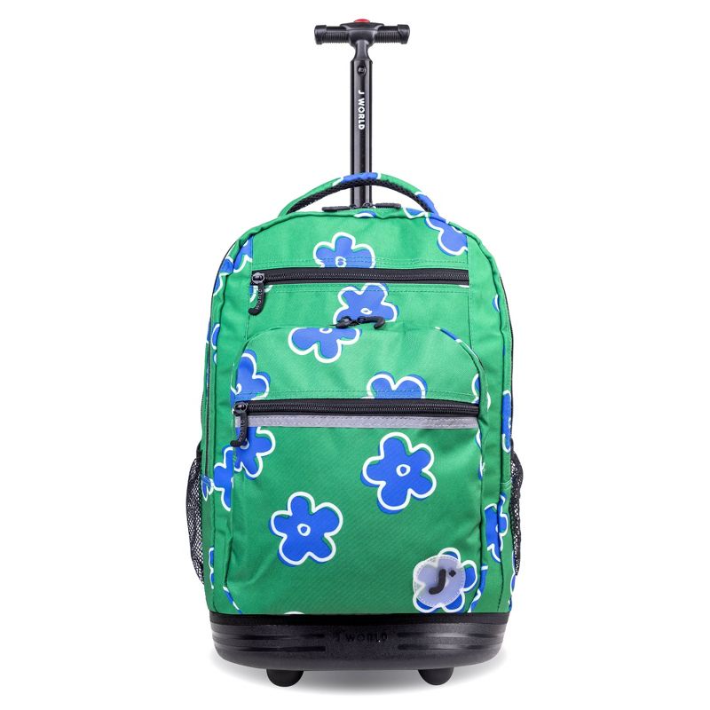JWorld Sundance 20&#34; Laptop Rolling Backpack - Picnic: Unisex, Wheeled, for School & Travel, Floral Pattern, 1 of 10