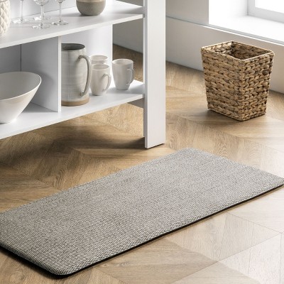 Light Grey Braided Anti-Fatigue Kitchen Mat, 20" x 42", PVC and Polyester