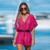 Women's Chic Lace-Up Romper with Batwing Sleeves - Cupshe - 4 of 4