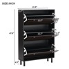SKRAN Tipping Bucket Shoe Cabinet with Hanging Hooks, Slits Design Panels Organizer with 3 Flip Drawers  and -Adjustable Panel for Hallway, Black A - 3 of 4