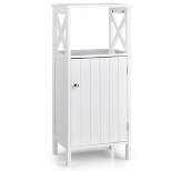 Costway Bathroom Floor Cabinet Side Storage Organizer with Open Shelf & Adjustable Shelf
