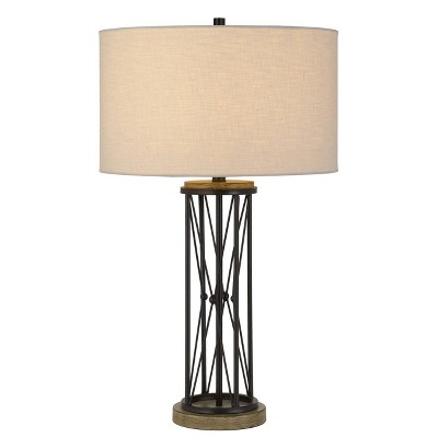 30" 3-way Tall Sabinanigo Metal Table Lamp with Hardback Round Shade Gray - Cal Lighting