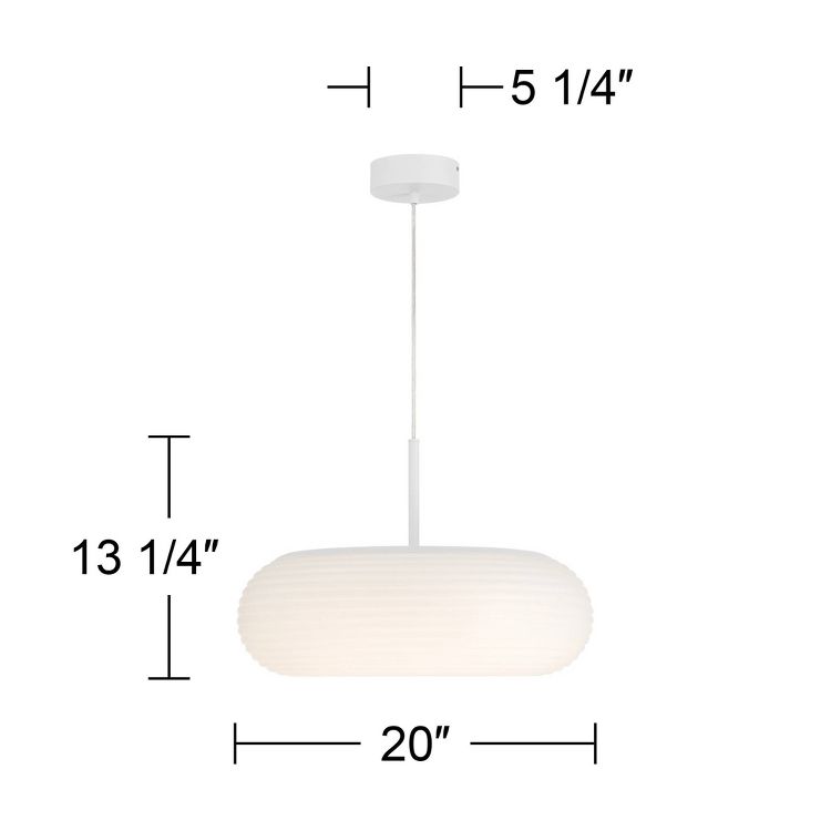Possini Euro Design Sandringham 20" Modern Pendant Ceiling Light Fixture Dining Room Over Table Kitchen Island Hanging LED Sanded White Finish Metal, 4 of 7