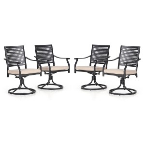Captiva Designs Outdoor Patio Dining Swivel Steel Chairs with Thick Cushions - 1 of 4