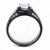 Slickblue Men's Round Ring Stainless Steel, Black IP Plated with Clear CZs, Single-Tone Black, Sizes 8-13 - 3 of 4