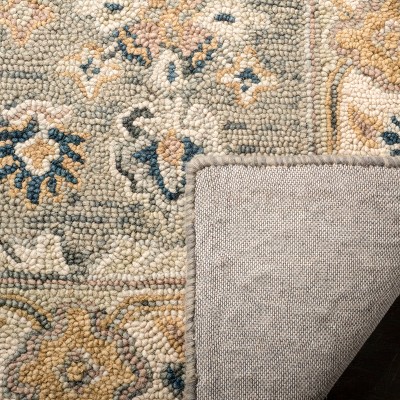 Aspen Ivory and Moss 5' Square Hand Tufted Wool Area Rug