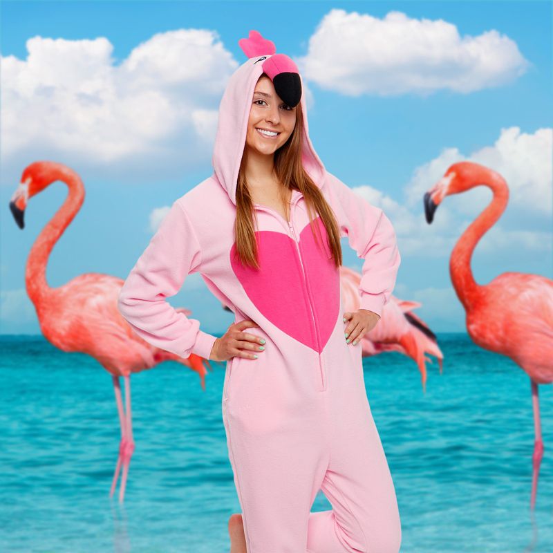 Funziez! Flamingo Slim Fit Women's Novelty Union Suit Costume for Halloween, 2 of 7