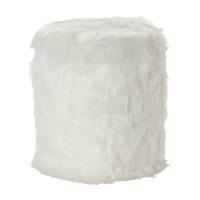 Storage Stool Faux Fur White - Olivia & May