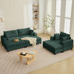 Mjkone Modern Extra-Large Corduroy Upholstered Modular Sectional Sofa Set,Deep Seat Sleeper Chair Indoor with Ottoman - 1 of 4