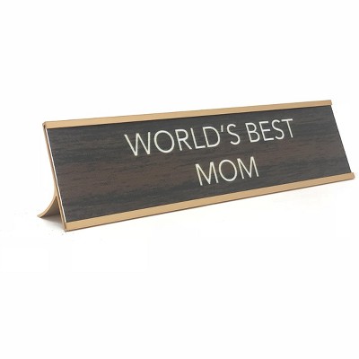 LEMONSODA Gold and Brown Desk Sign - (World's Best Mom)