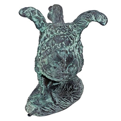 Emerald Verde Bronze Running Duck Garden Statue