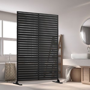 47-inches W x 72-inches H Black Galvanized Sheet Screen Outdoor and lndoor Divider for Balcony Patio Garden Room Divider (Classic Shutter) - 1 of 4