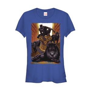 Juniors Womens Marvel Black Panther Jungle Cats T-Shirt - 1 of 3
