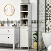 kleankin Tall Bathroom Storage Cabinet, Freestanding Tower Cabinet with 3 Open Shelves and Adjustable Shelf, Antique White - 2 of 4