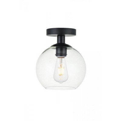 Elegant Lighting Baxter 1 Light Black Flush Mount With Clear Glass