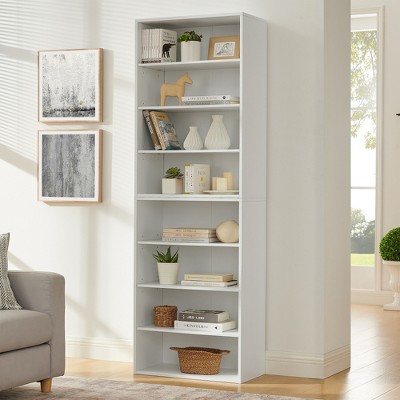 PDTEND Multi-Functional 8-Layer Bookcase with Adjustable Shelves - Detachable into Two 4-Layer Storage Racks for Home & Office