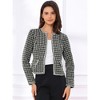 INSPIRE CHIC Women's Long Sleeve Open Front Work Office Short Plaid Tweed Blazer - 3 of 4